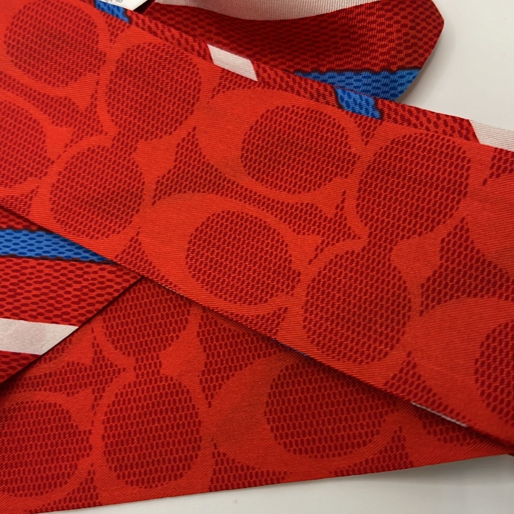 Coach NTW Red Stripe 100% Silk Scarf - Picture 4 of 7